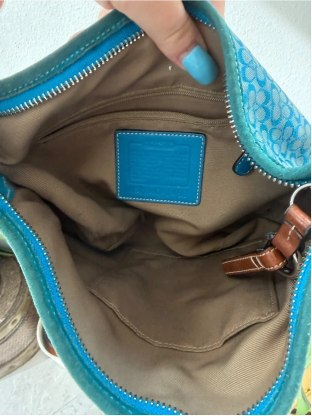 🦋 RARE Y2K Vintage Coach Signature Blue Soho Suede Hobo Shoulder Bag #1460 🦋
